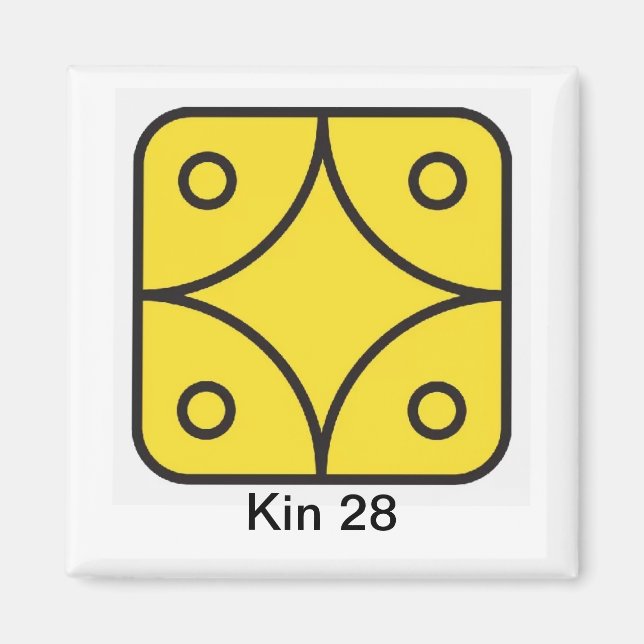 Tzolkin Estrela Amarela Kin 28 Magnet (Framsidan)