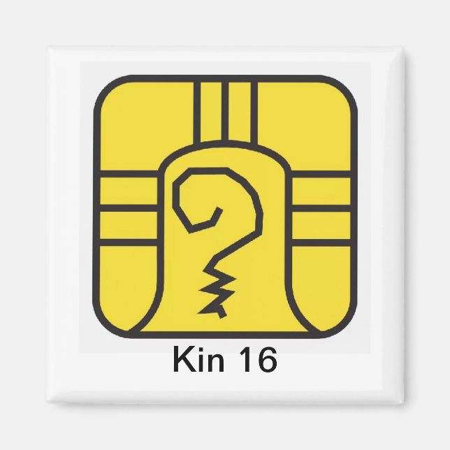 Tzolkin Guerreiro Amarelo Kin 16 Magnet (Framsidan)