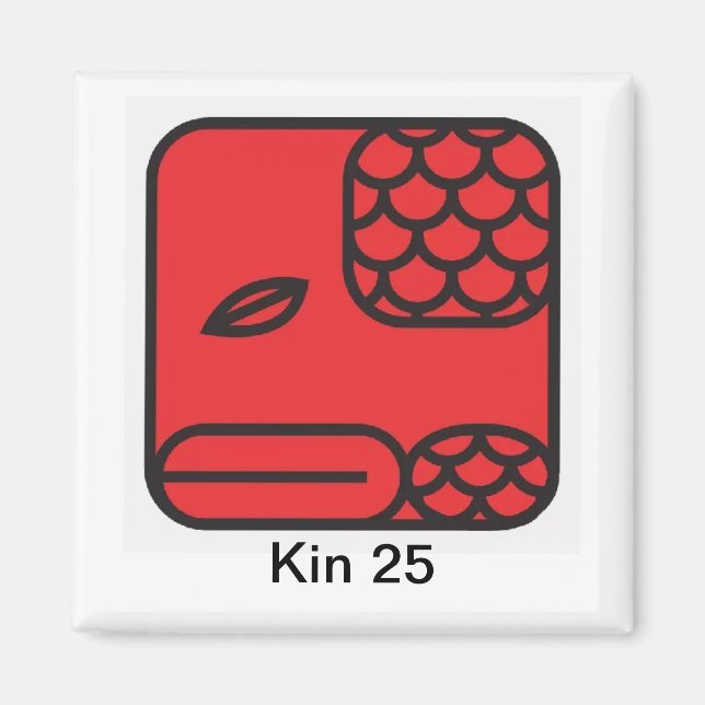 Tzolkin Serpente Vermelha Kin 25 Magnet (Framsidan)