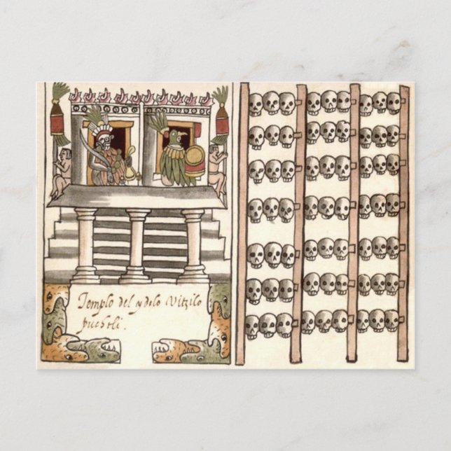 Tzompantli Skull Rack Aztec Temple Vykort (Framsida)