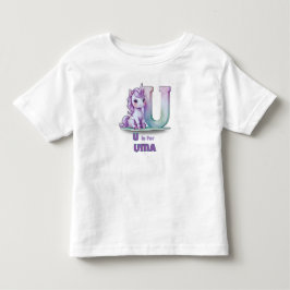 U är för Enhörning – Personlig Toddlare T-shirt