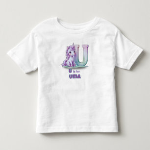 U är för Enhörning – Personlig Toddlare T-shirt