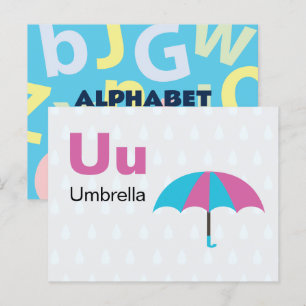 U är för Parbrella - Alphabet Flash Card Vykort