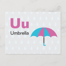 U är för Parbrella - Alphabet Flash Card Vykort