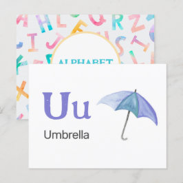 U är för Parbrella - Alphabet Flash Card Vykort