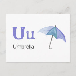 U är för Parbrella - Alphabet Flash Card Vykort