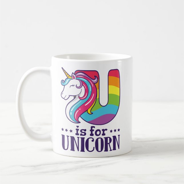 U är för Unicorn Alphabet Kaffemugg (Vänster)