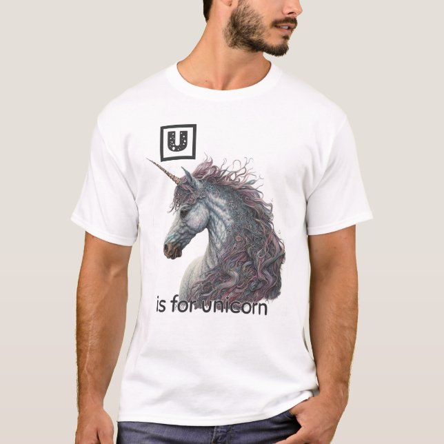 U är för Unicorn T-Shirt (Framsida)