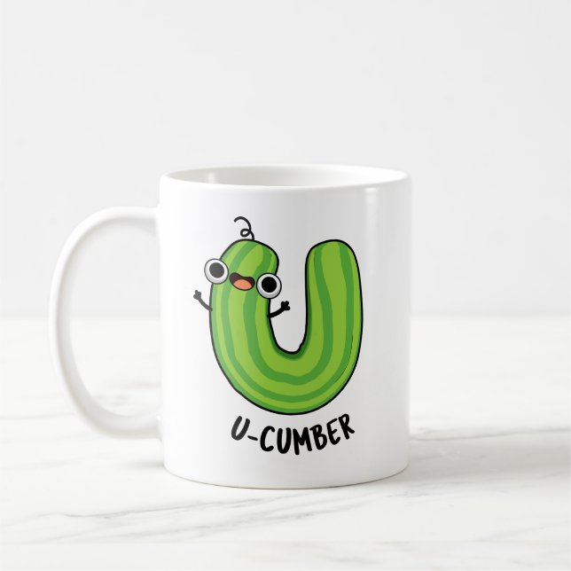 U-cumber Funny Cucumber Pun Kaffemugg (Vänster)