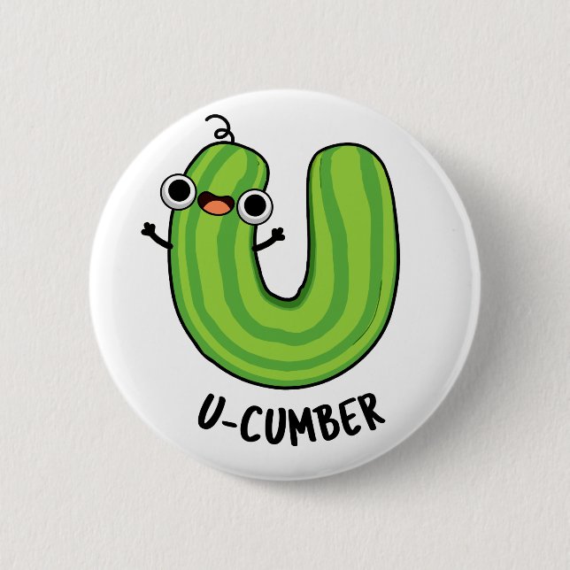 U-cumber Funny Cucumber Pun Knapp (Framsida)