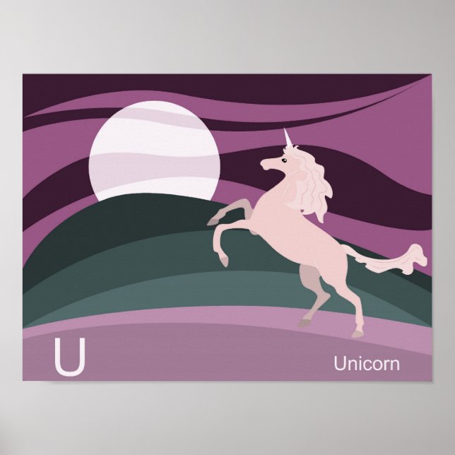U för Unicorn Poster (Framsidan)