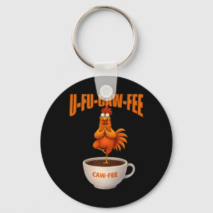 U-fu Caw-fee Rolig Yoga Kyckling Kaffe Meditation Nyckelring
