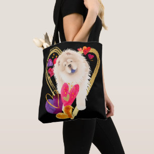 U GÖR MITT HEART GO BLING - Cream Chow tote Tygkasse