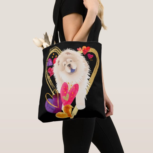 U GÖR MITT HEART GO BLING - Cream Chow tote Tygkasse (Närbild)
