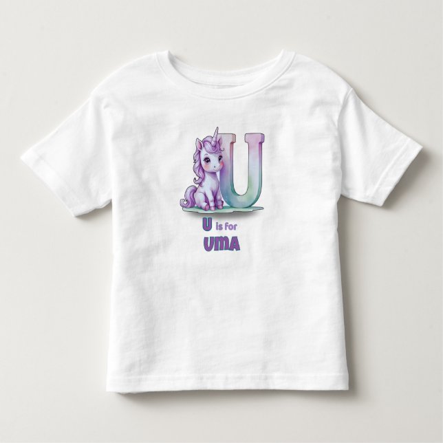 U is for Unicorn – Personalized Toddler T-shirt (Framsida)