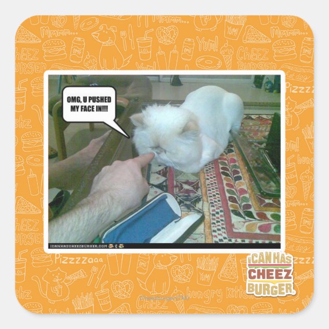 U knuffade in ansikte! fyrkantigt klistermärke (Framsida)