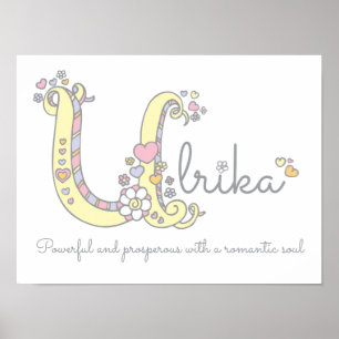 U monogram art Ulrika tjejer i namn poster
