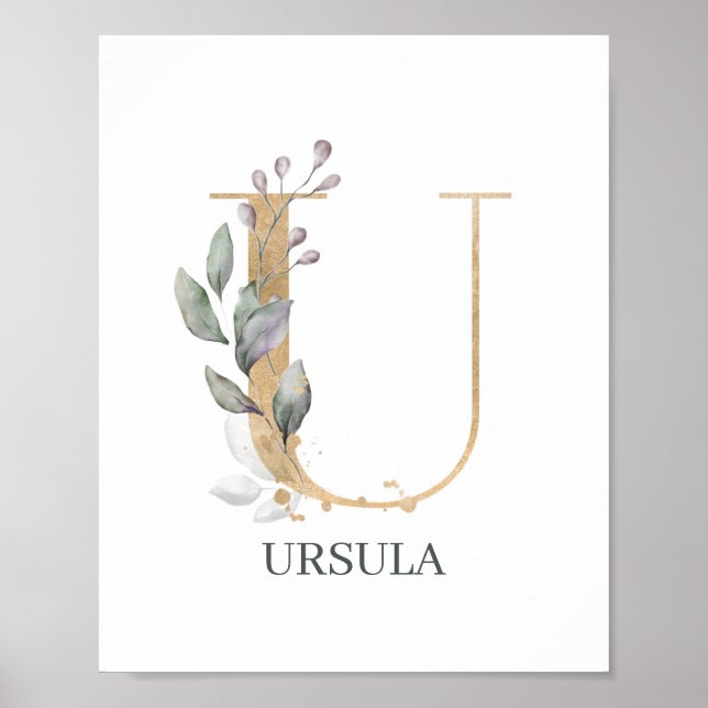 U Monogram-Blommigtens Personlig Poster (Framsidan)
