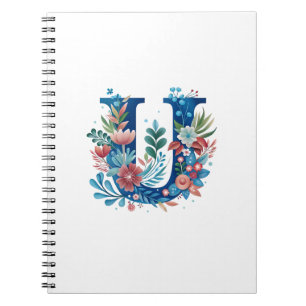 U-monogram för dekorativ blommigt anteckningsbok