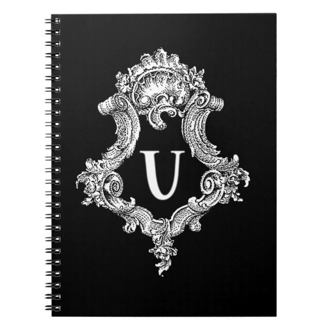 U Monogram initialt Anteckningsbok Med Spiral (Framsidan)