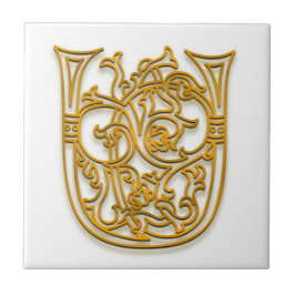 U Monogram "Irish Guld" Ceramic Tile Kakelplatta