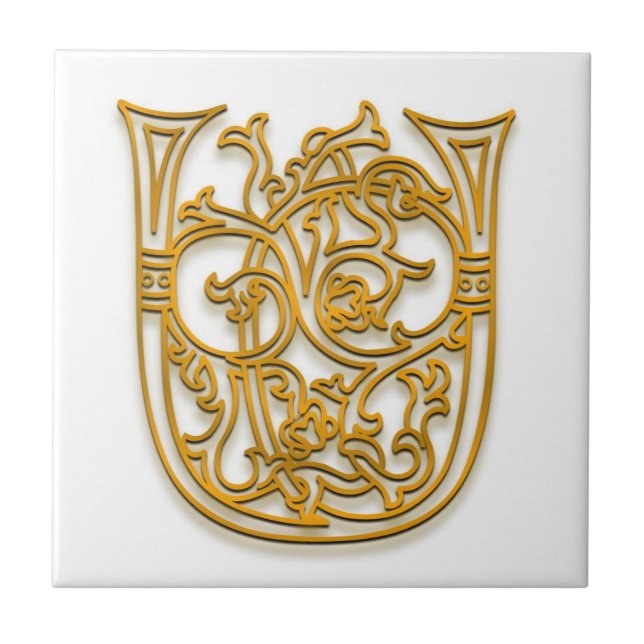 U Monogram "Irish Guld" Ceramic Tile Kakelplatta (Framsidan)