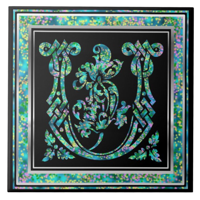 U Monogram "Masselle Blue" Keramiska plattor Kakelplatta (Framsidan)