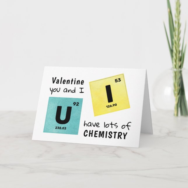 U och I Periodic Bord Chemistry Valentine Namn H Helgkort (Framsida)