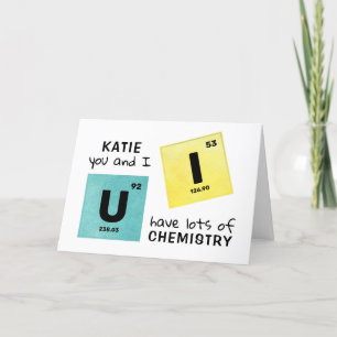 U och I Periodic Bord Chemistry Valentine Namn Helgkort