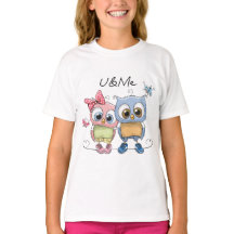 U och söta ugglor tjej t-shirt - söta vänner