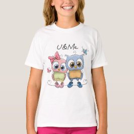 U och söta ugglor tjej t-shirt - söta vänner