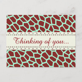 U plocka Färg/ Brown Giraffe Print in Mosaic Tile Vykort