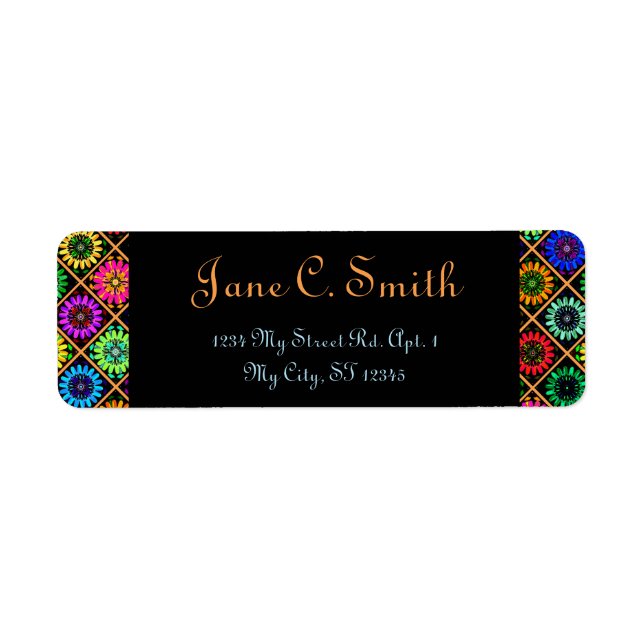 U Plocka Färg/ Radiant Scrapbook Flowers on Visnin Returadress Etikett (Framsidan)