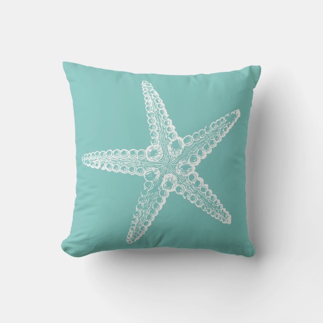 U PLOCKA FÄRG! Vita Starfish Anpassningsbar Beach  Kudde (Framsida)