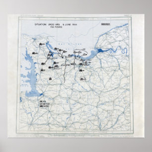 U.S. 12:earmén placerar kartan på 2400 på D-Dag Poster