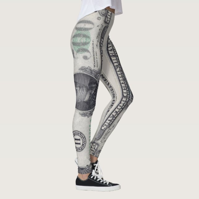 U.S. 500 Dollar Stjärnnota Framsida  Leggings (Höger)