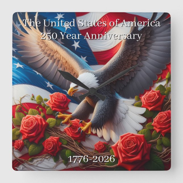 U.S.A. 250th Anniversary Commemorative Fyrkantig Klocka (Framsida)