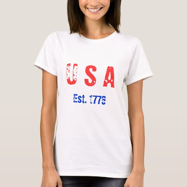 U S A 4:e juli T Shirt (Framsida)