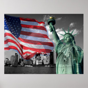 U.S.A.: Dam Liberty, American Flagga, Poster