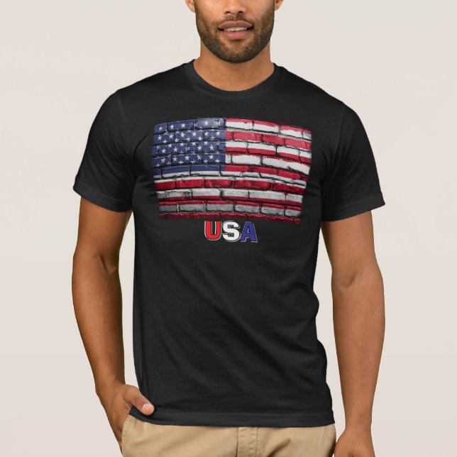 U.S.A. Flag USA T Shirt (Framsida)