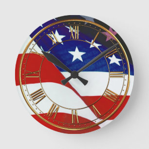 U.S.A. Flagga Rund Klocka