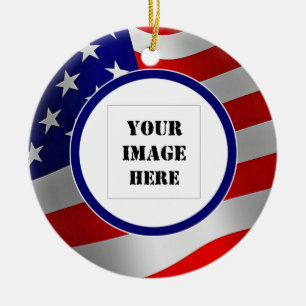 U.S. Beställnings- fotoprydnad för flagga Julgransprydnad Keramik