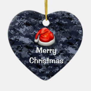 U.S. Blue Camo Heart God jul Ornament