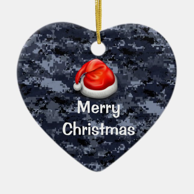 U.S. Blue Camo Heart God jul Ornament (Framsidan)