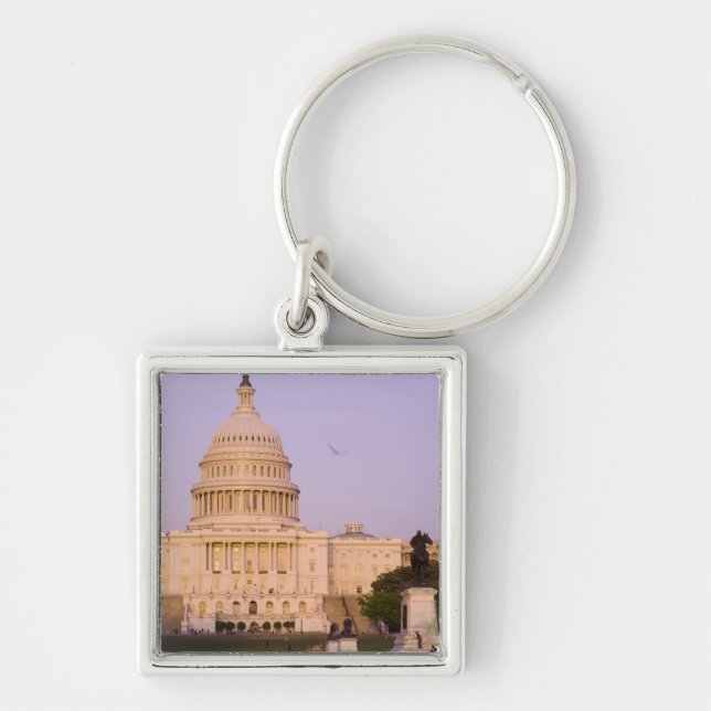 U.S. Capitol, Washington D.C. (District of Fyrkantig Silverfärgad Nyckelring (Framsidan)