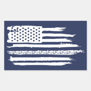 U.S. Flagga Cycling Rektangulärt Klistermärke