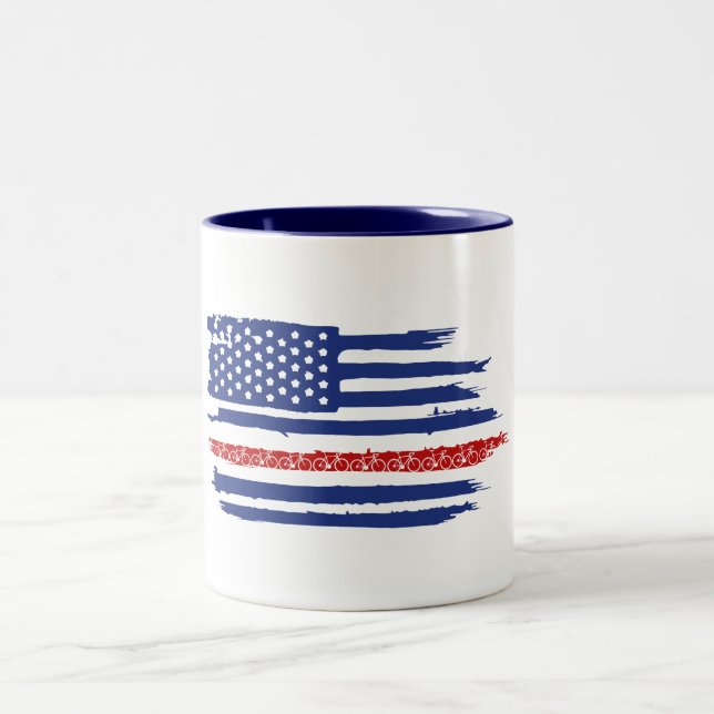 U.S. Flagga Cycling Två-Tonad Mugg (Center)