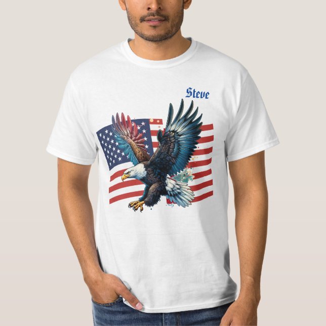 U.S. Flagga med American Eagle Manar T Shirt (Framsida)