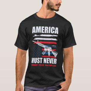 U S Flagga Veteran Rifle T Shirt
