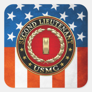U.S. Flottor: Fänrik (USMC 2ndLt) [3D] Fyrkantigt Klistermärke